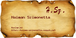 Haiman Szimonetta névjegykártya